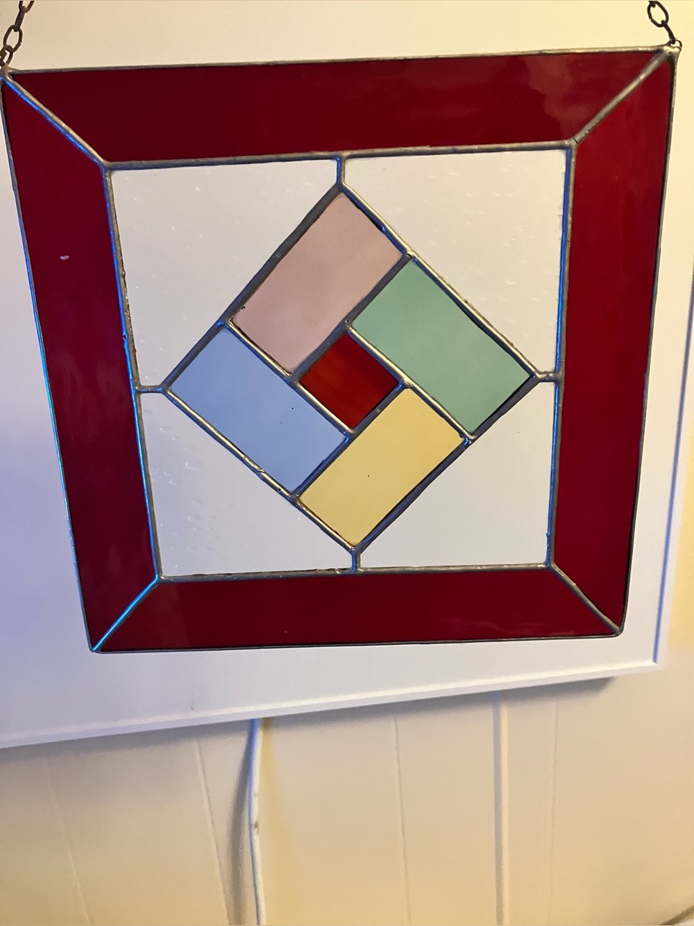Artisan Geometric Stained Glass Window Panel